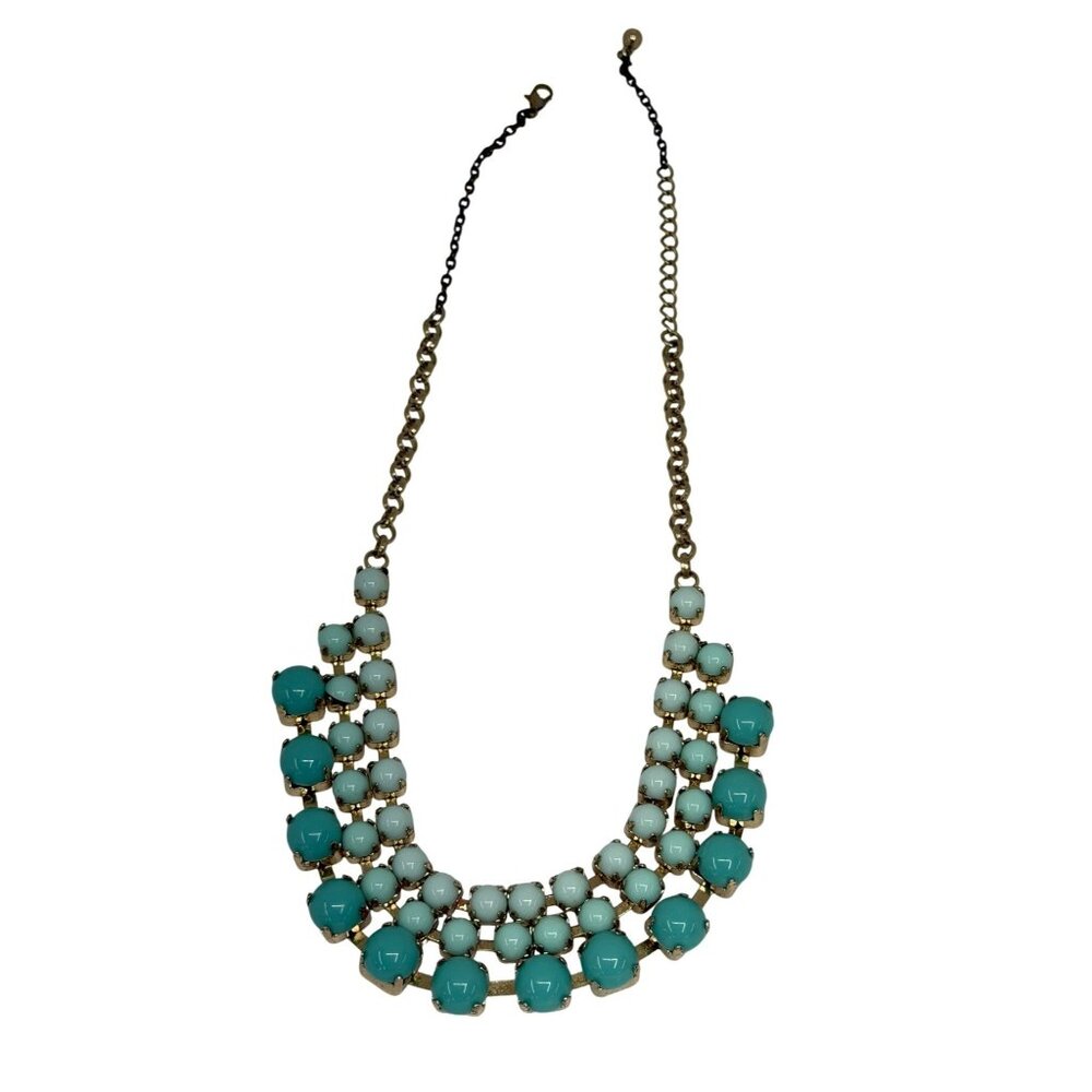 DressBerry Green Beaded Statement Necklace Gold Tone Chunky Collar‎ Jewelry Teal